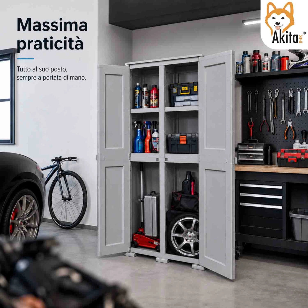 Akitaink Armadio Omnimodus Simplex con 2 Ripiani Grigio