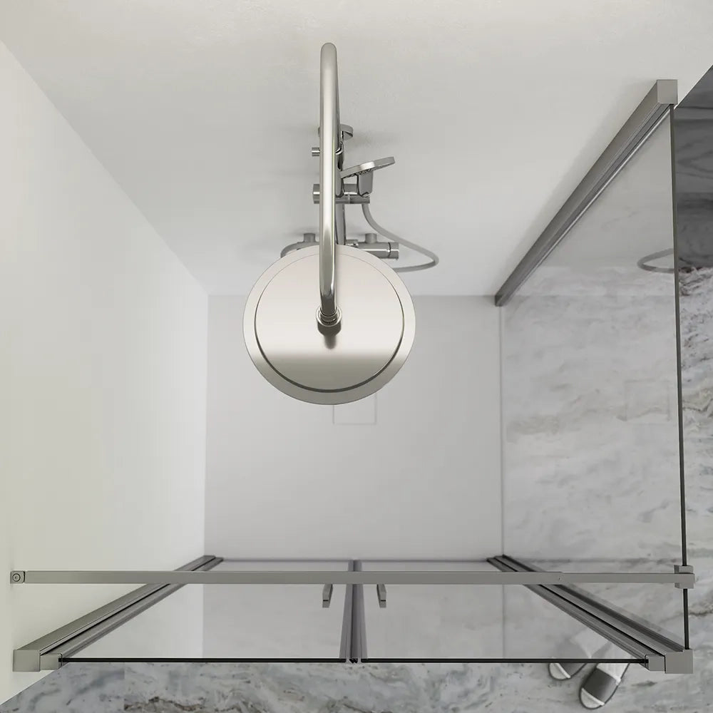 Box doccia 80x70cm con apertura saloon e parete fissa, profili cromati e vetro da 6mm trasparente h195 | Elba