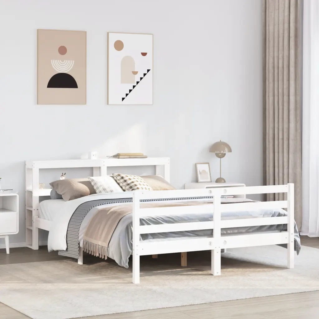 Letto senza Materasso-Struttura Letto Bianco 120x190 cm Legno Massello di Pino 349550