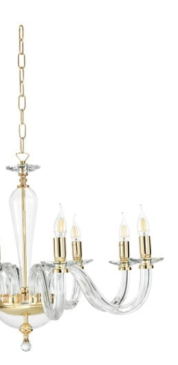 LAMPADARIO RAVEL 3 LUCI ATTACCO E14 CRISTALLO E ORO D.60CM