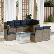 Set Divani da Giardino 8 pz con Cuscini Grigio in Polyrattan 3226047