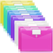 Pacchetto di 12 borse documentali A4, 6 colori, PVC, trasparente, borse con cerniera e chiusura a bottone, per ufficio, viaggio, accessori