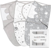 Slaapzak per bambino 0-3 mesi, 100% cotone biologico, certificato Oeko-Tex, sacco per neonati, unisex, confezione di 3 coperte (grigio)