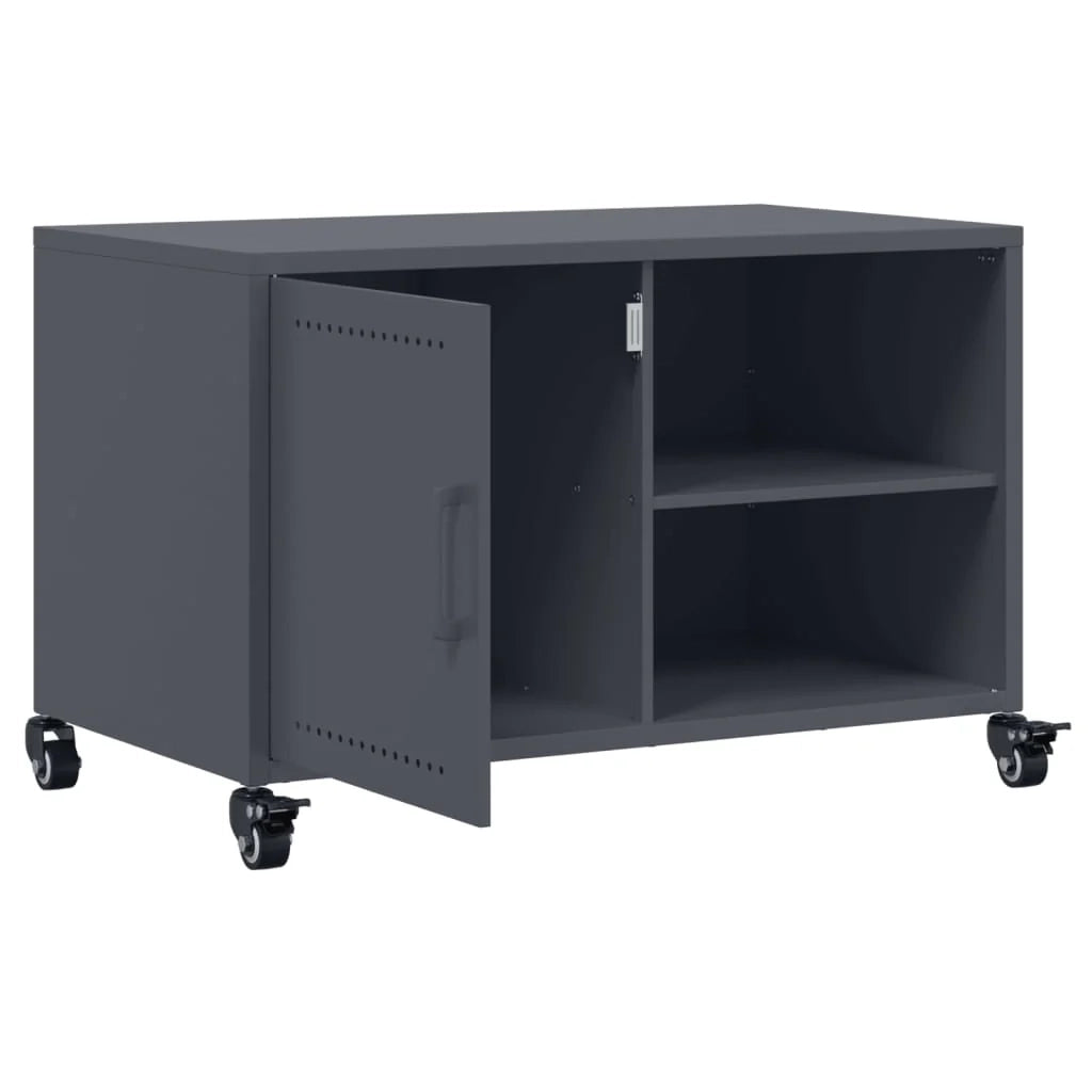 Mobile TV multimediale mensola TV credenza TV sala da pranzo soggiorno camera da letto antracite 68 x 39 x 43,5 cm acciaio antracite 02_0026398