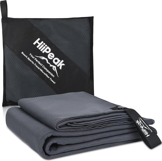 Asciugamano a microfibra, 2 pezzi (160 cm x 80 cm + 80 cm x 40 cm) Asciugamano a microfibra Asciugamano per fitness Asciugamano per spogliatoio rapido assorbente (grigio scuro)