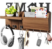 Sostegno per chiavi in legno con 7 ganci per chiavi e pannello per ingresso, porta principale, corridoio, camera da letto, ufficio - marrone.