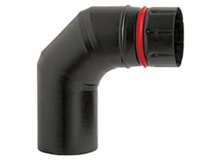 GOMITO 90  ° PORCELLANATO PER STUFE A PELLET NERO OPACO ALA PELLET ECO   EE ¸ mm.80    ALA