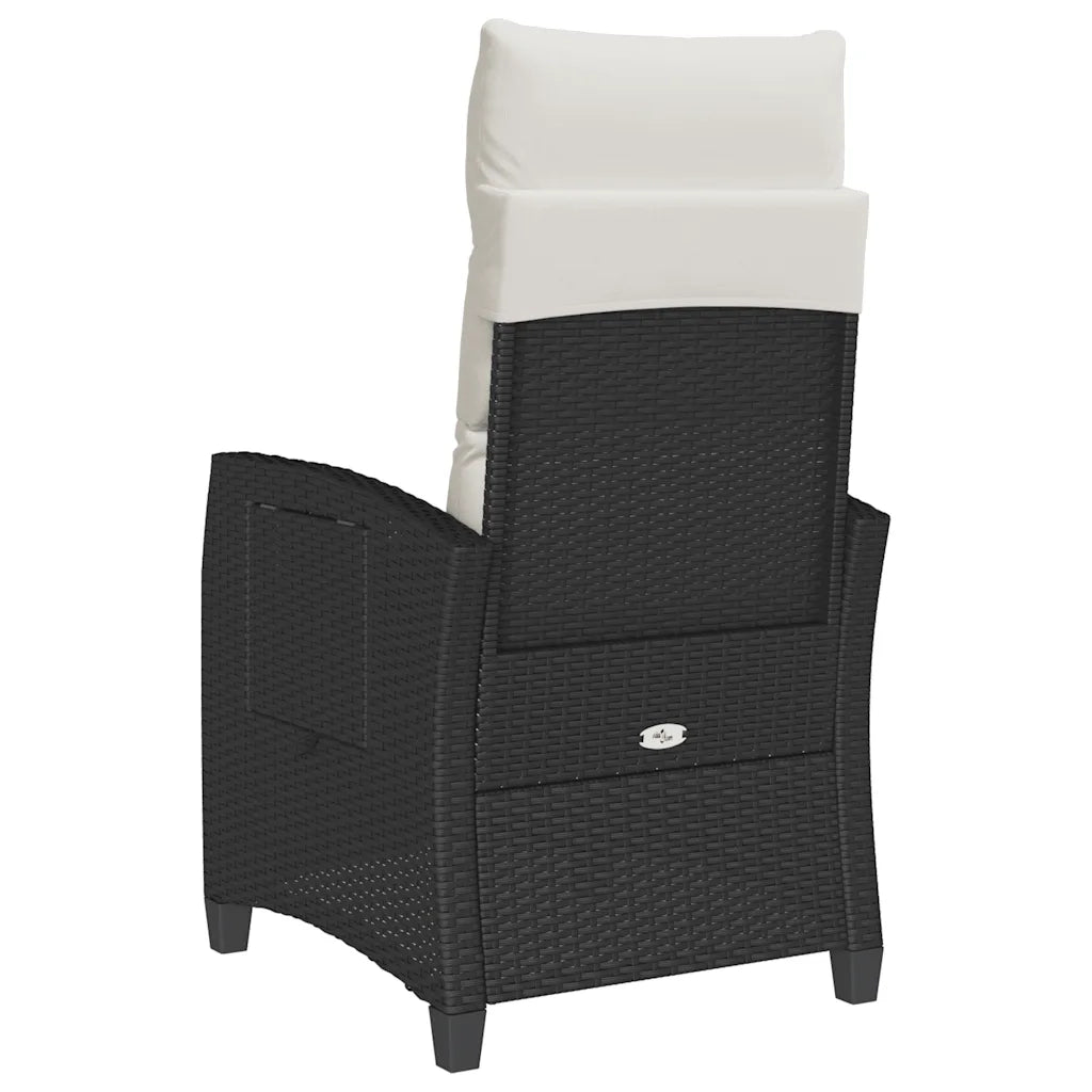 Sedia Reclinabile da Giardino con Tavolino Nera Polyrattan 4108270