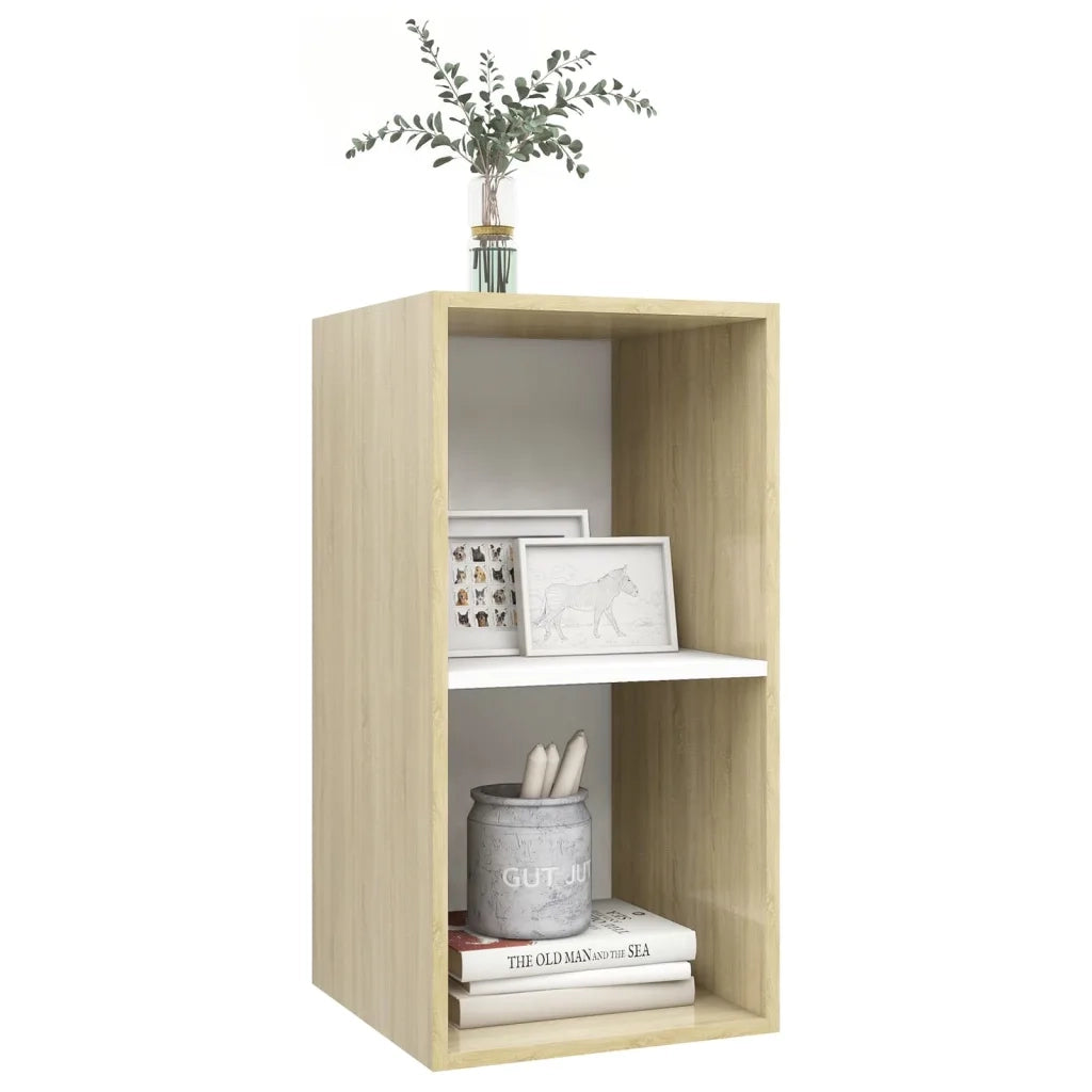 Mobile TV Parete Rovere Sonoma e Bianco 37x37x72 cm Multistrato 805476