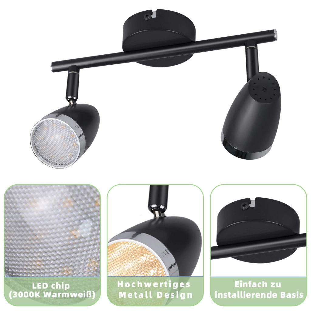 ZMH Faretto da soffitto a 2 luci 6W orientabile a 350° Lampada da soffitto Soggiorno