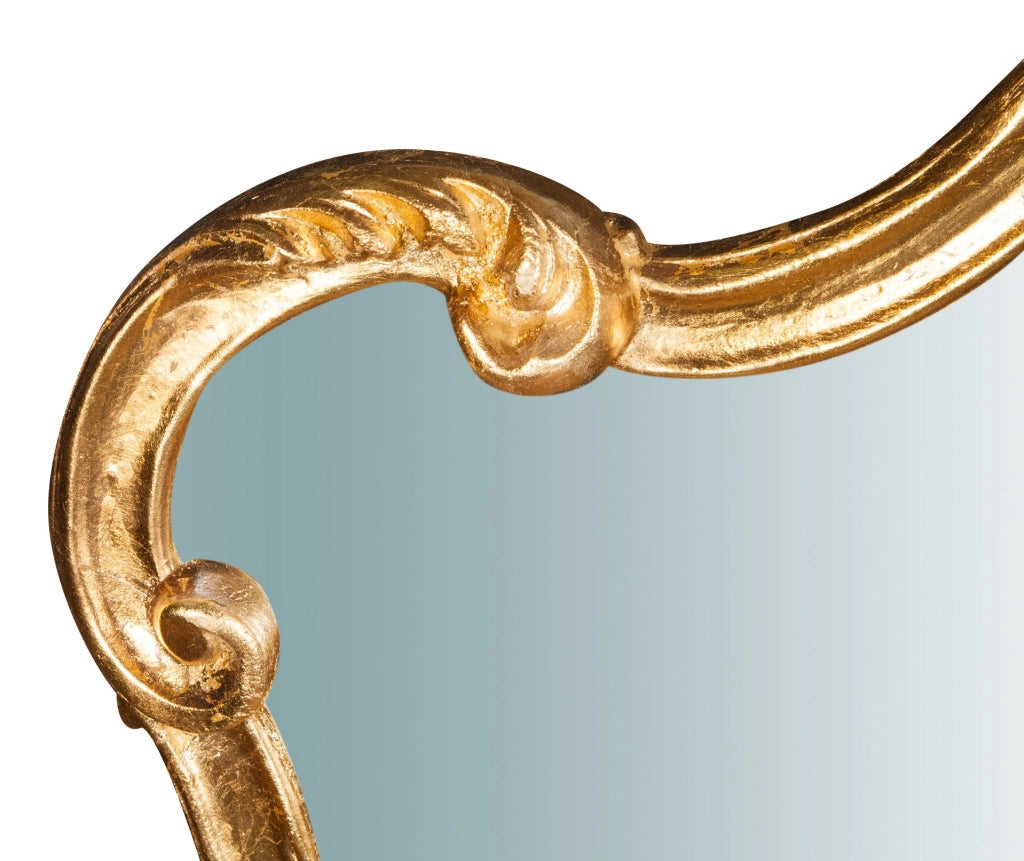 Biscottini Specchiera da parete in legno finitura foglia oro anticato L81xPR4xH69 cm Made in Italy