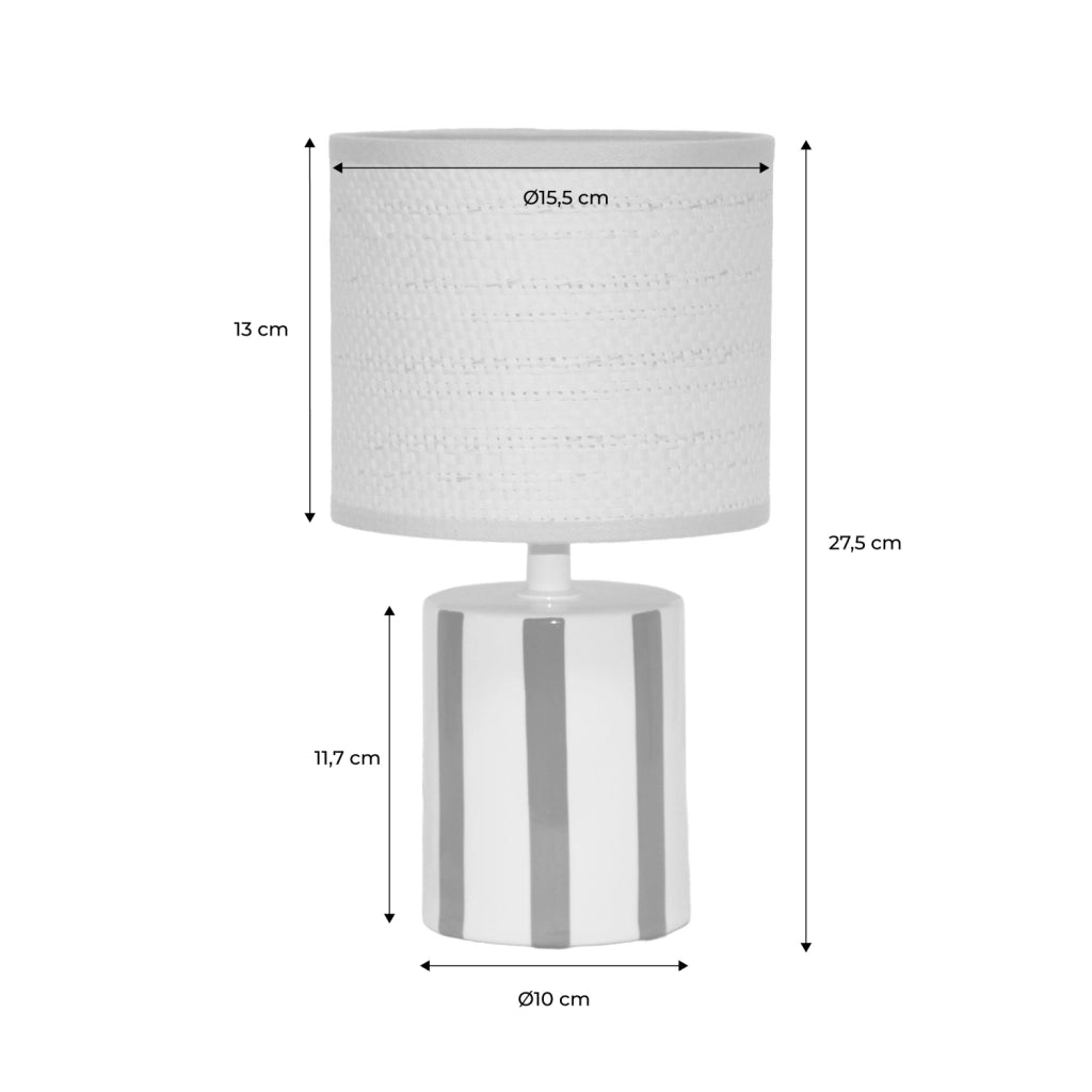 Lampada da tavolo interno ceramica paralume effetto rattan, 28cm,