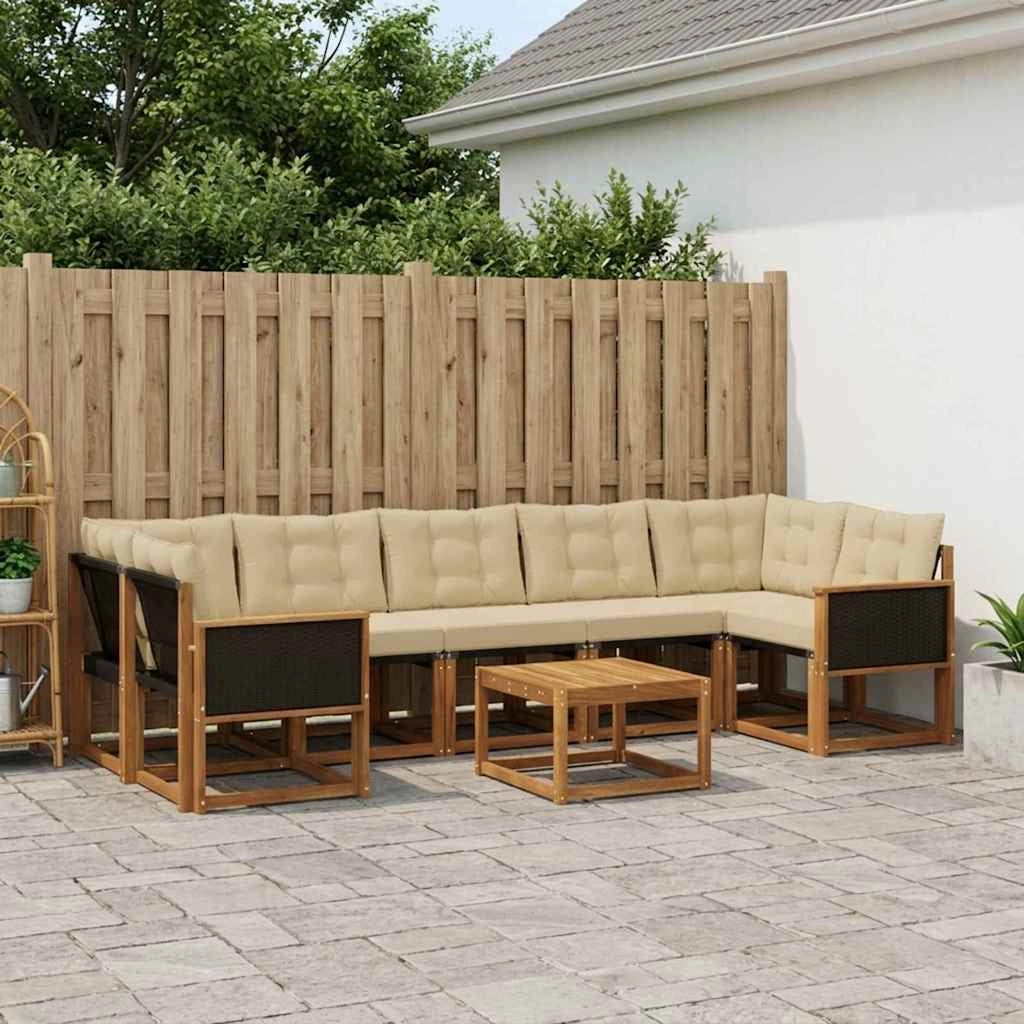 Set di divani da esterno 8 pz Naturale e Beige 3381833