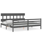 Letto matrimoniale | Letto per adulti | Giroletto con Testiera Grigio 200x200 cm in Legno Massello