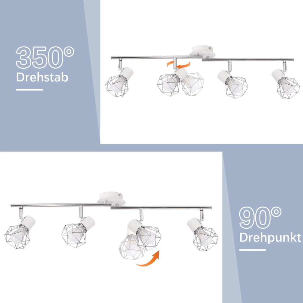ZMH Faretto da soffitto bianco retrò industriale metallo orientabili 350° attacco E14 soggiorno cameretta