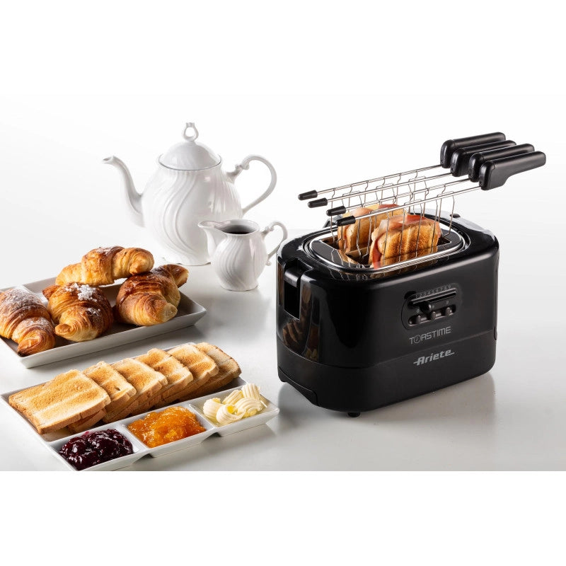 Tostapane con Pinze per 2 fette - 9 Gradi di Doratura - 700 Watt - Nero