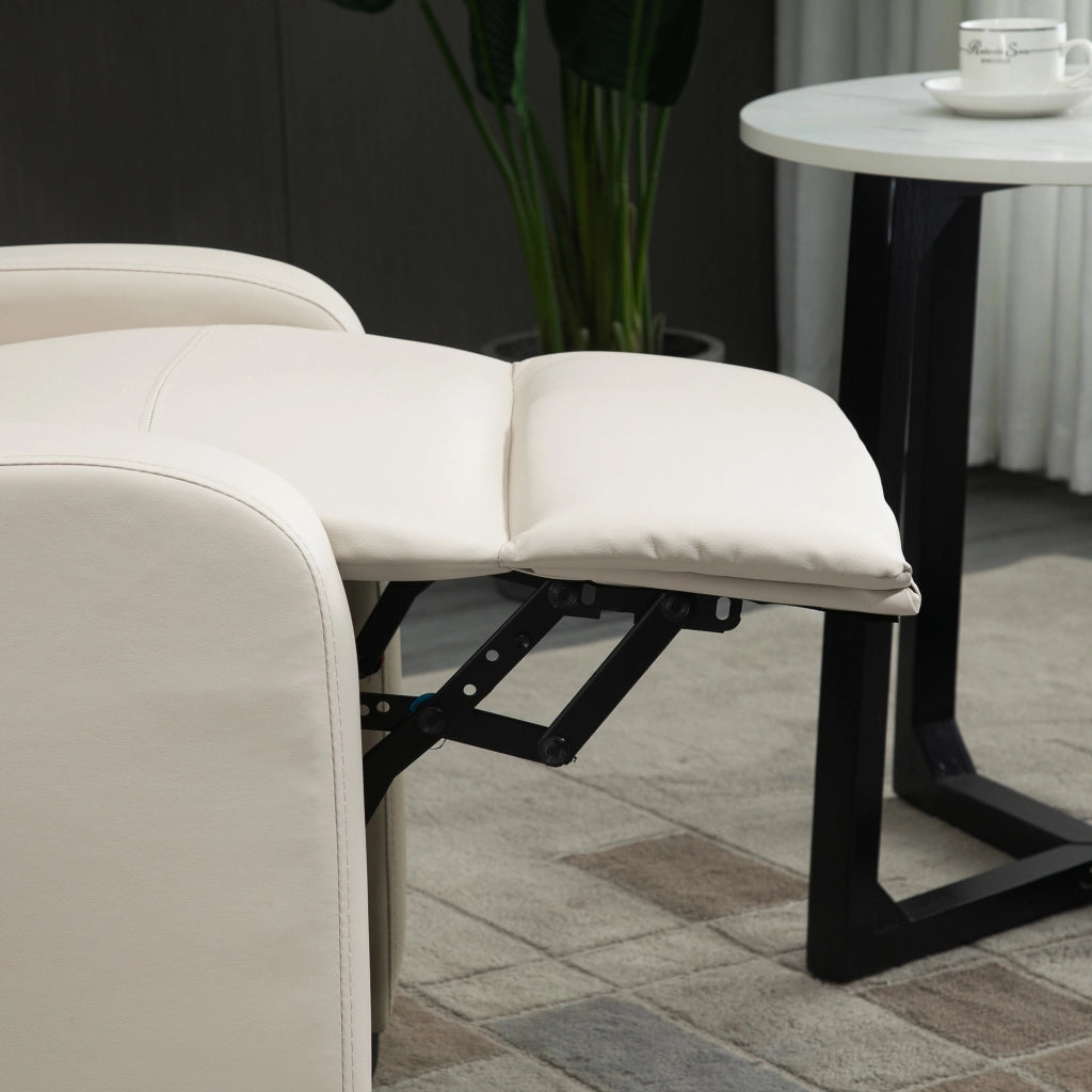 Poltrona Relax Massaggiante Reclinabile con Poggiapiedi e Telecomando ¨C Minimal ¨C Crema 68x88x98cm