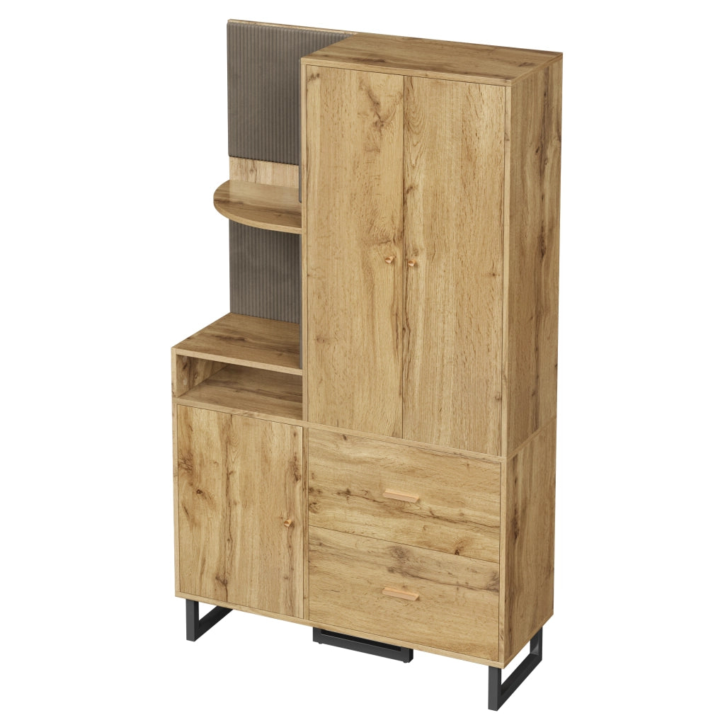 Garderoba compatta da ingresso con pannelli imbottiti, scarpiera e cassetti 110x38x186 cm