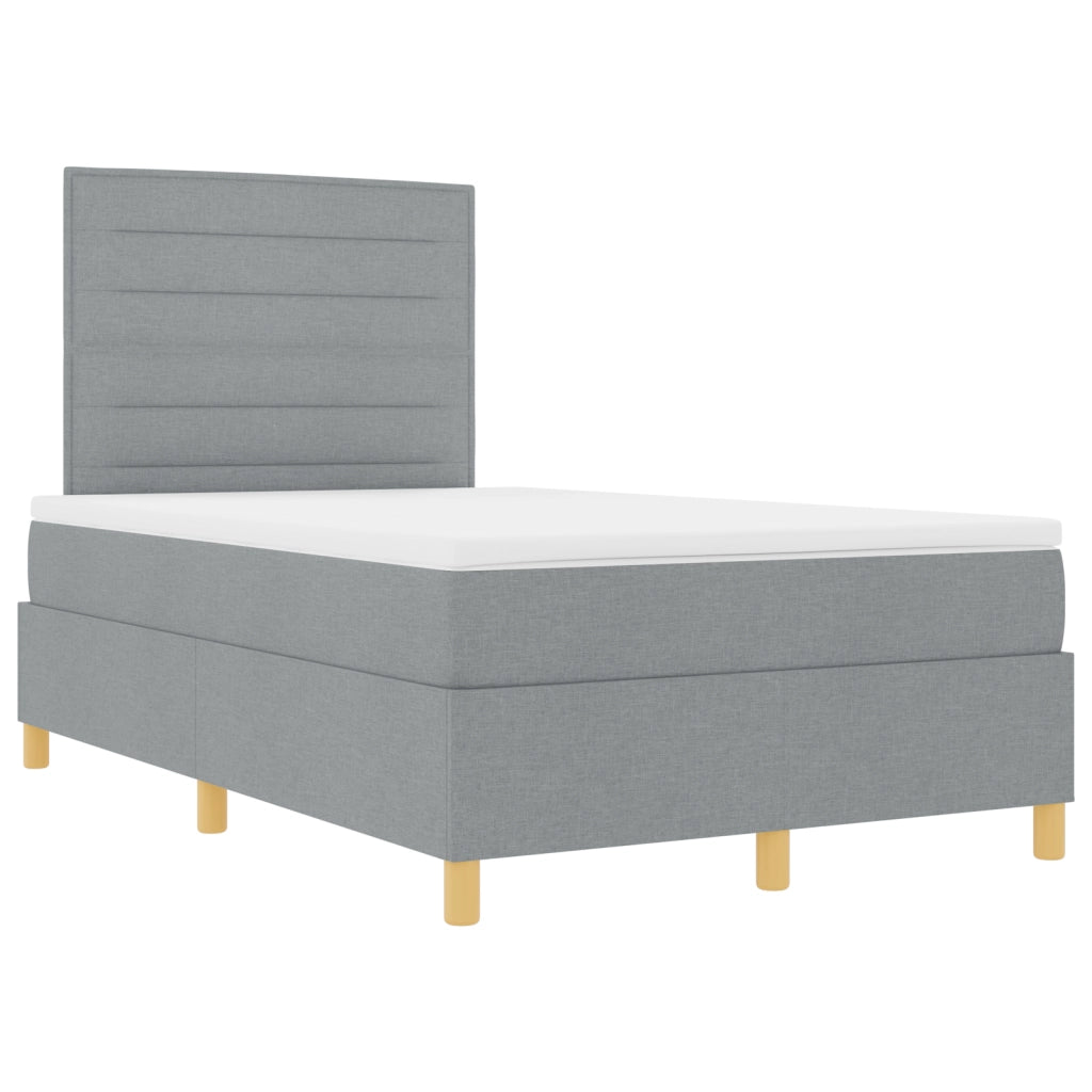 Letto Box Spring con Materasso e Tessuto Grigio Chiaro 120x200 cm