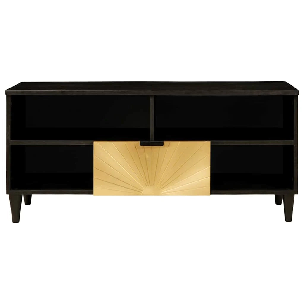 Elegante mobile porta TV moderno con cassetti e ripiani 100 x 33 x 46 cm in legno ingegnerizzato nero 02_0057760