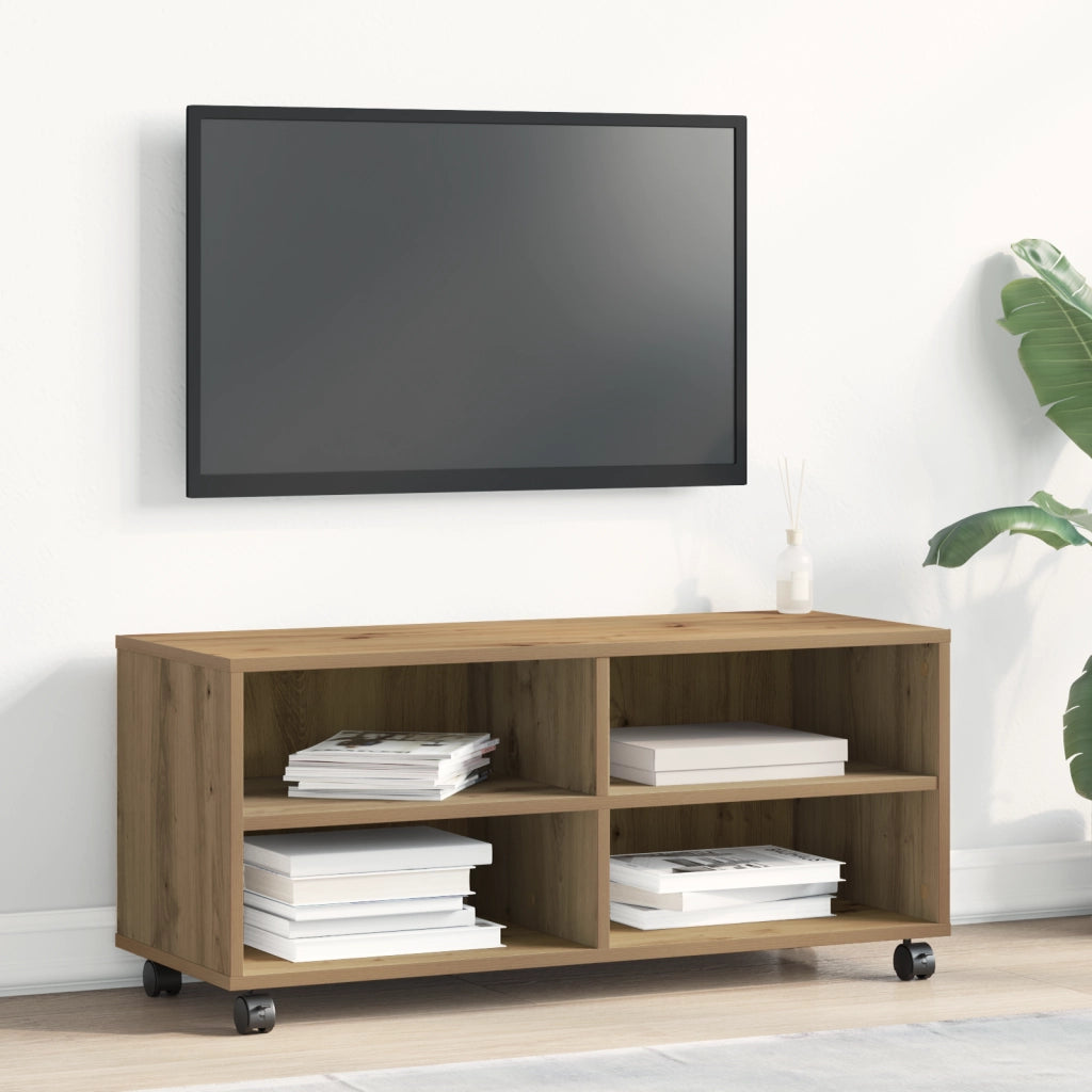 Mobile TV  in Rovere Artigianale 90x35x35 cm in Legno Ingegnerizzato