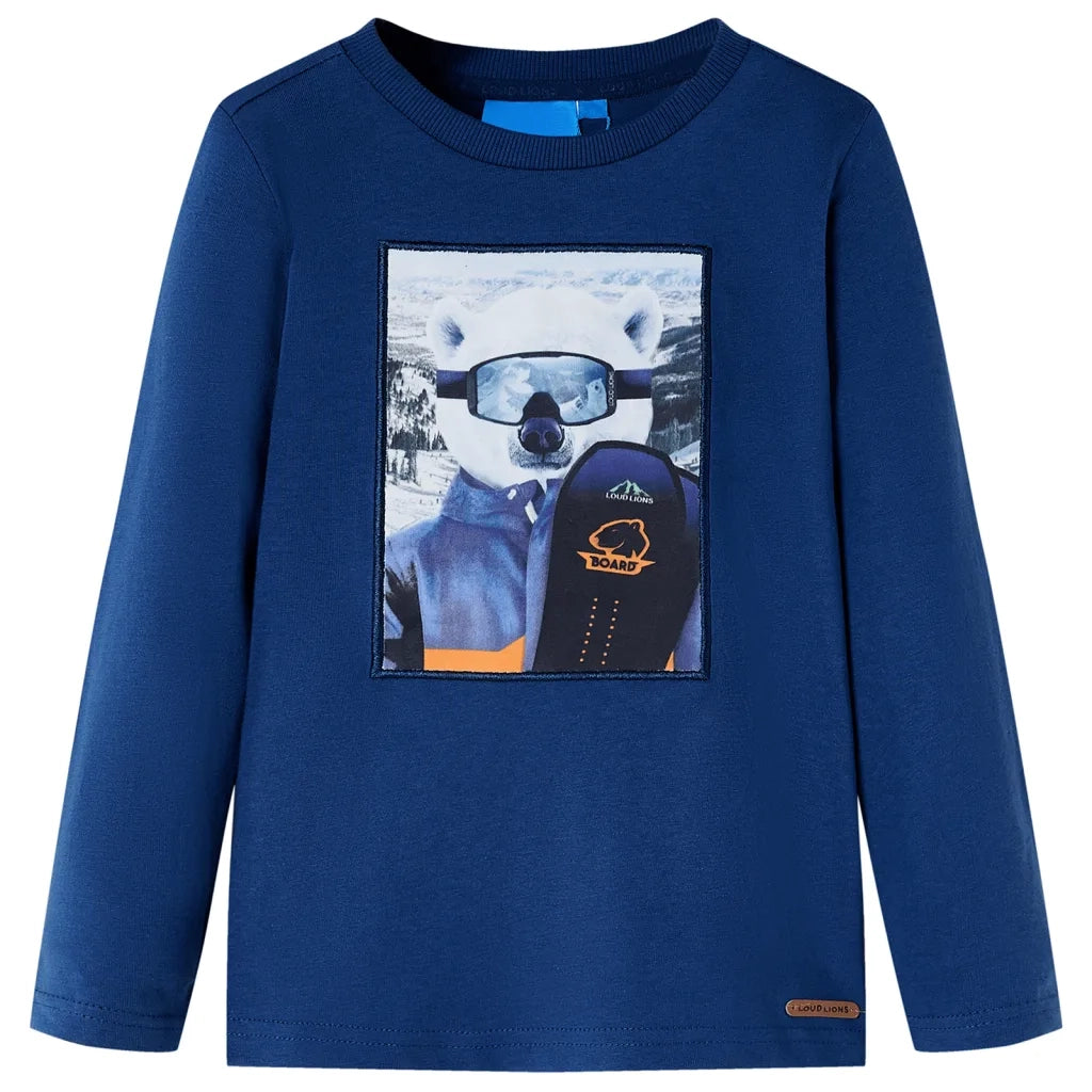 Maglietta da Bambino a Maniche Lunghe Blu Jeans 104cod mxl 84414