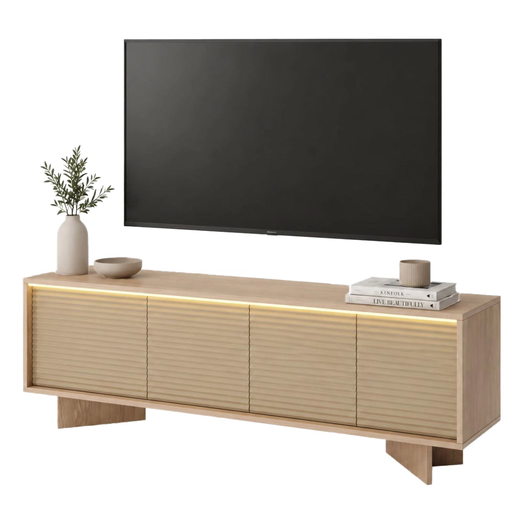 Kamele, Mobile Porta tv un Ripiano, 154x40x54h cm Marrone Rovere