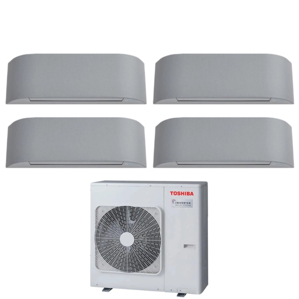 Climatizzatore Condizionatore Toshiba Quadri Split Inverter serie HAORI 10+10+10+10 (9+9+9+9) RAS-4M27U2AVG-E R-32 Wi-Fi Integrato 10000+10000+10000+10000 (9000+9000+9000+9000) Grigio Chiaro