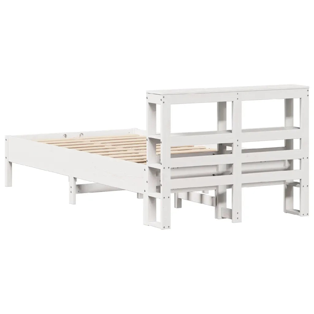 Letto senza Materasso Bianco 90x190 cm in Legno Massello Pino 3306169