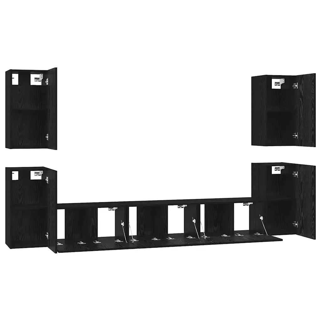 vidaXL Set mobile TV 7 pcs Rovere nero 60 x 30 x 30 cm