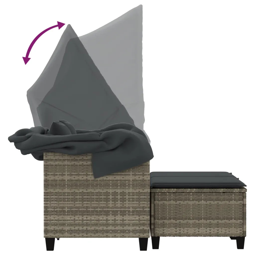 Divano Giardino 2 Posti-Sofa da Giardino-Divanetto da esterno Tetto Sgabelli Grigio Chiaro Polyrattan