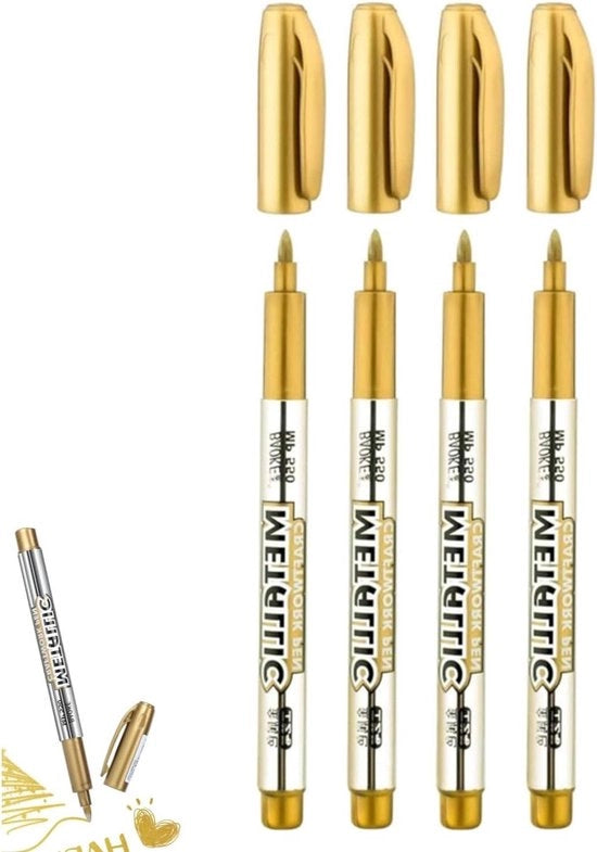 Set di marker permanenti per progetti di fai da te su carta, legno, ceramica e vetro - Color oro.