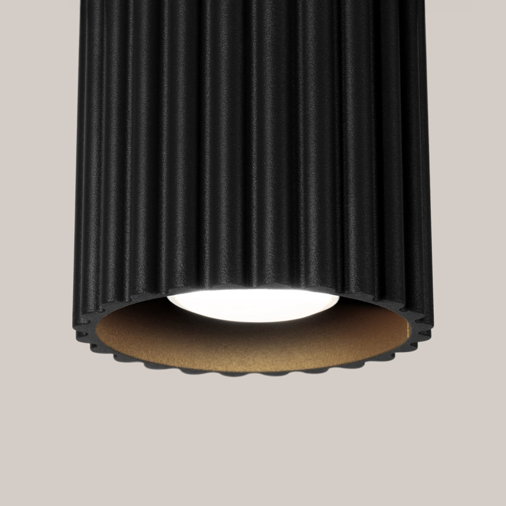 Spot soffitto rigato tondo nero 10cm GU10 VISTAO PureLume