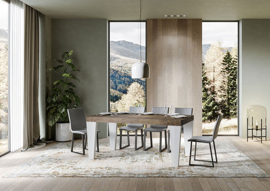 Tavolo Allungabile 160/420x90x77 cm Spimbo Mix  piano Noce gambe Bianco Frassino