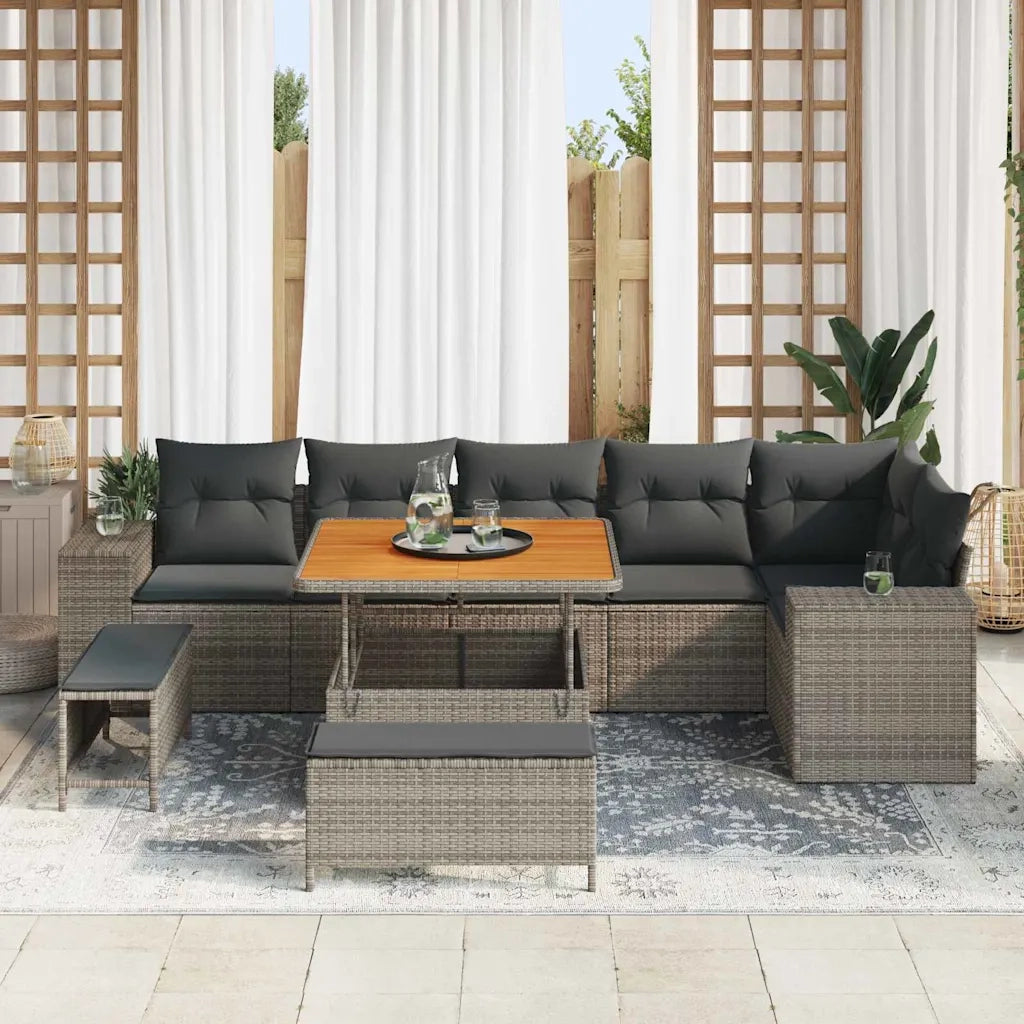 Set Divano da Giardino con cuscino 9 pcs Grigio polyrattan 3363968