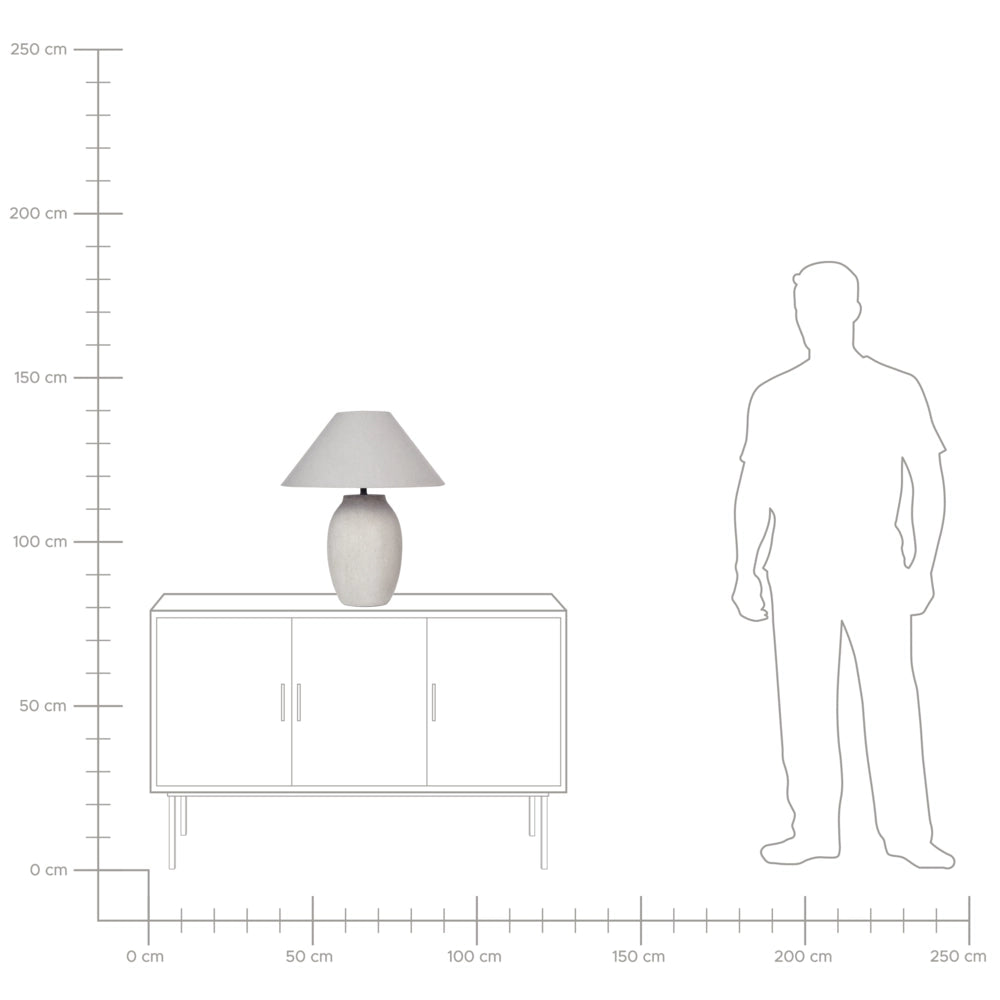 Lampada da tavolo Base in ceramica grigia Paralume in tessuto di lino Luce notturna da comodino