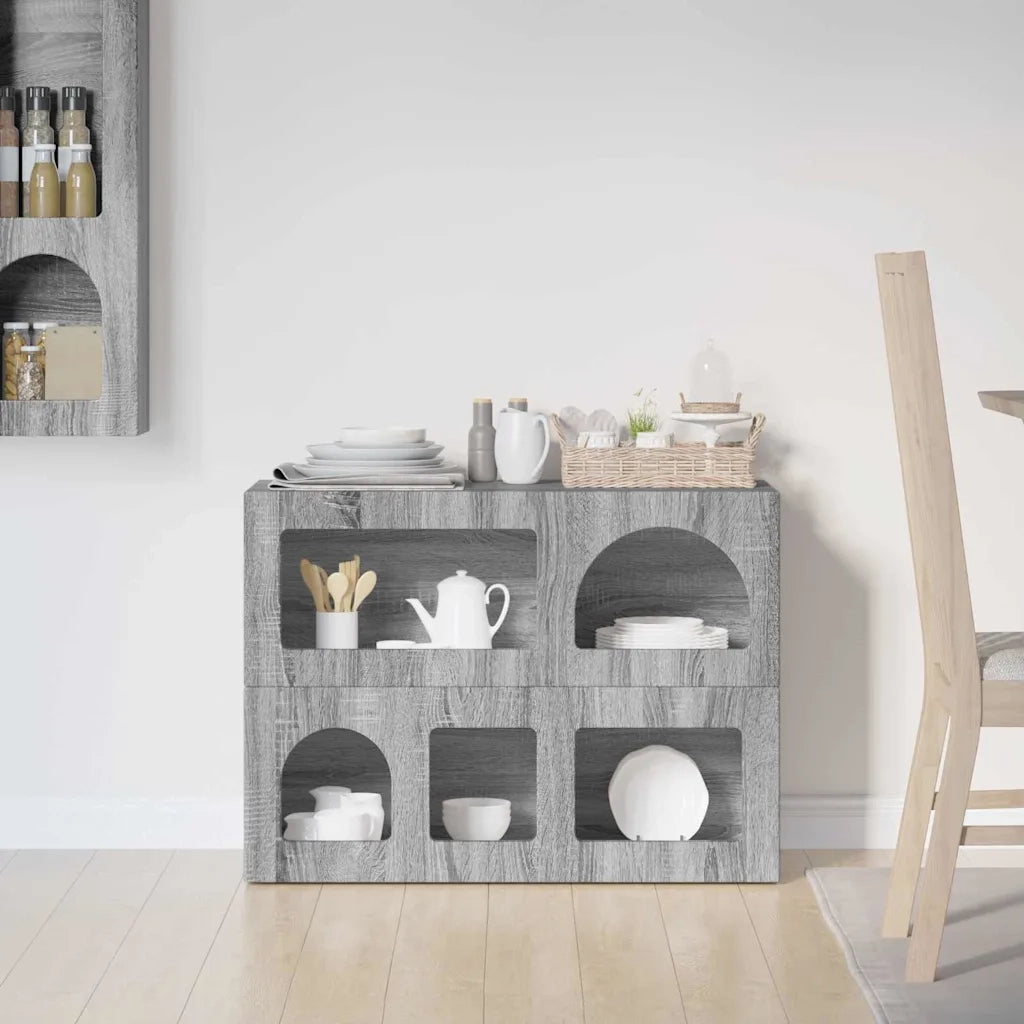 Credenza Grigio Sonoma 80.5 x 35 x 59 cm Legno multistrato