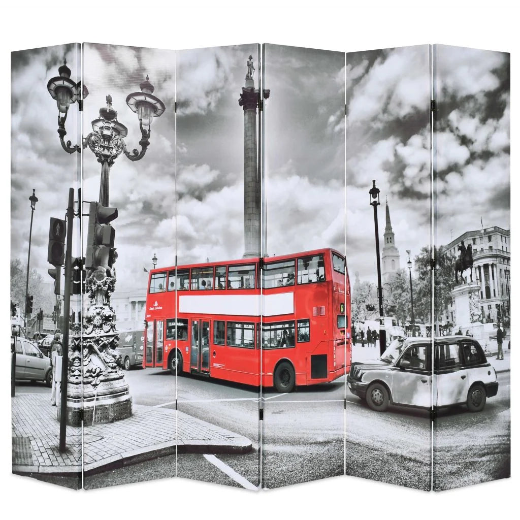 Schermo divisorio divisorio mobile decorativo 228 cm design autobus londinese bianco e nero 0802037