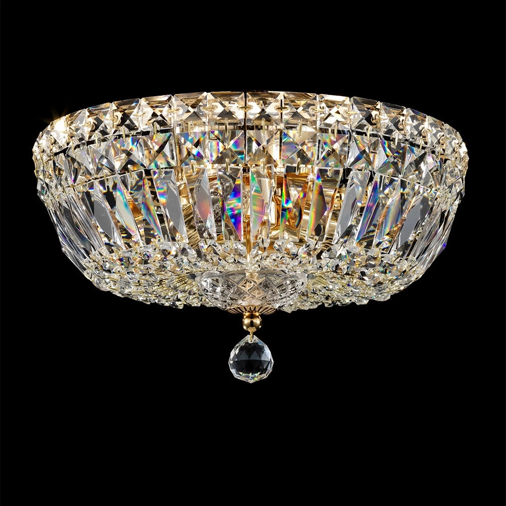 Plafoniera Contemporanea Basfor Metallo Oro 3 Luci Diffusori Tessile
