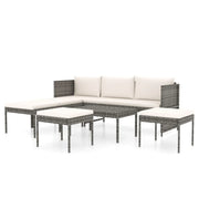 Set di mobili da giardino mobili da esterno 6 pezzi con cuscini resina intrecciata grigia 02_0016864