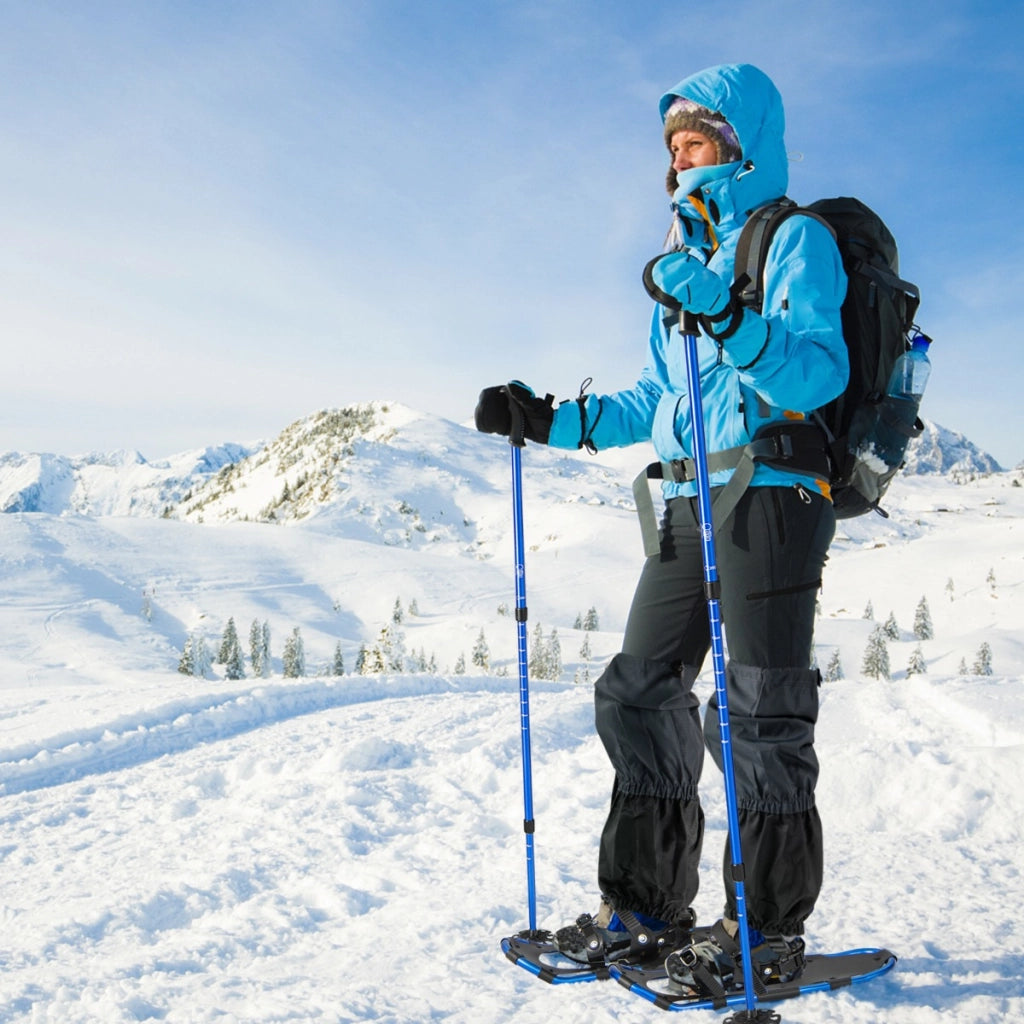 Bastoncini da trekking e borsa per trasporto per uomini telaio in alluminio, Set di racchette da neve con sistema 53 cm Blu navy