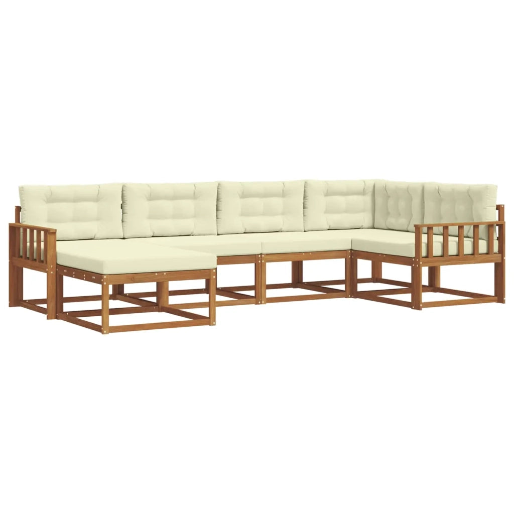 Set di divani da esterno con cuscino 6 pcs Naturale e Crema