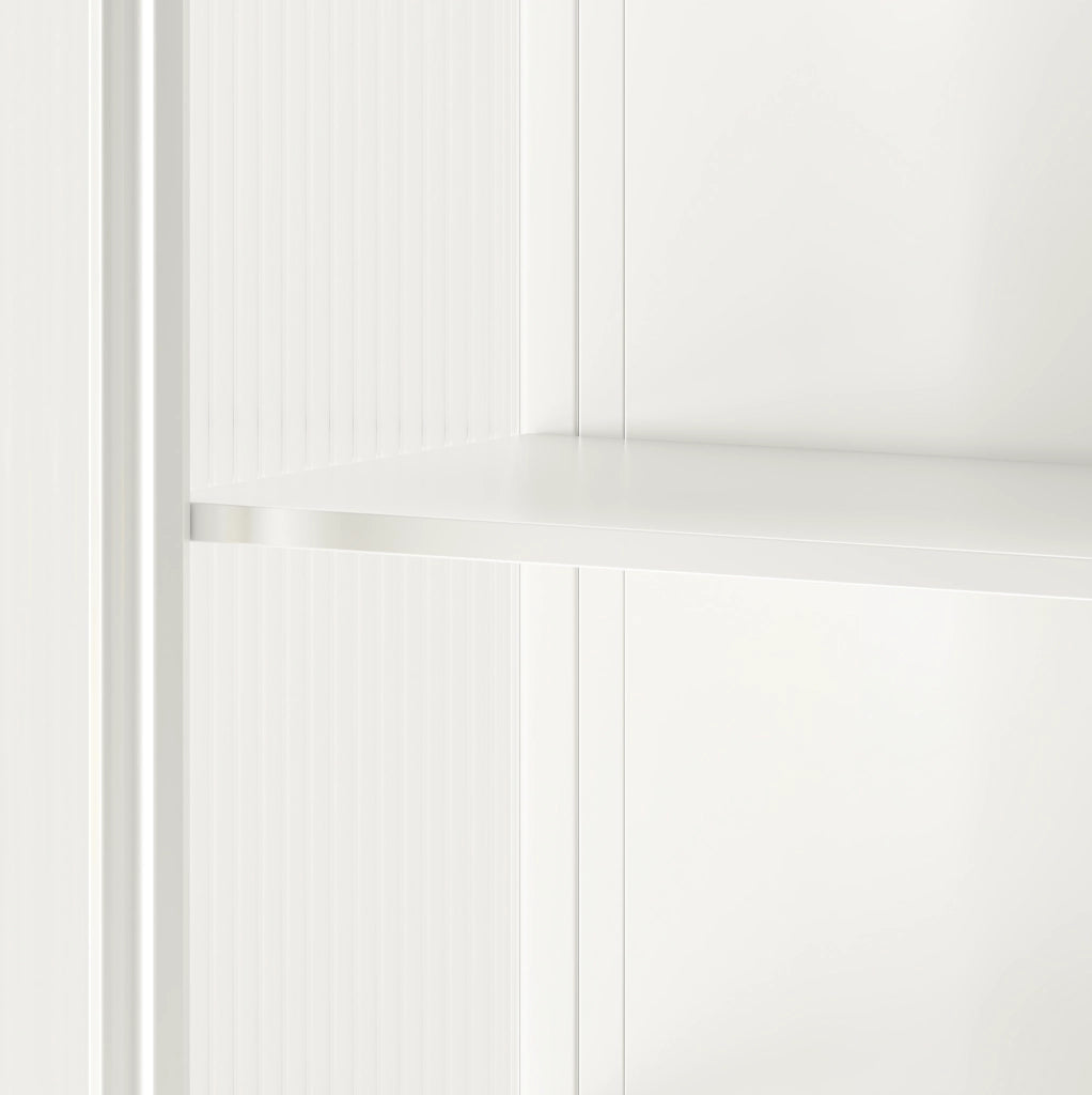 Armadio a Muro Bianco 70 cm con Vetro Chiaro e Doppia Porta, 3 Ripiani