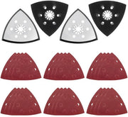 4 pezzi di dischi abrasivi a forma triangolare 88 mm multitool per schiuma abrasiva a forma triangolare con 24 lamine (40/60/80/120/180/240) per legno, metallo, plastica dura, gesso, affilatura, levigatura.