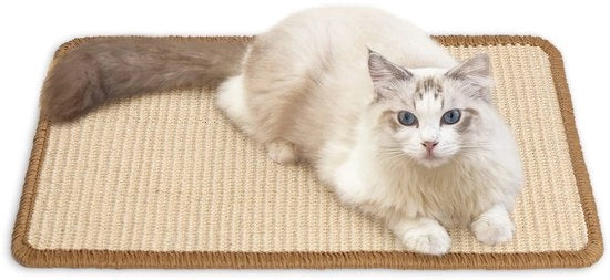 Mat Krab per Gatti in Sisal Naturale, 50x30 cm, Mobili per Gatti Sostenibili, Tappeto in Sisal, Mattonelle per Gatti in Sisal, Beige