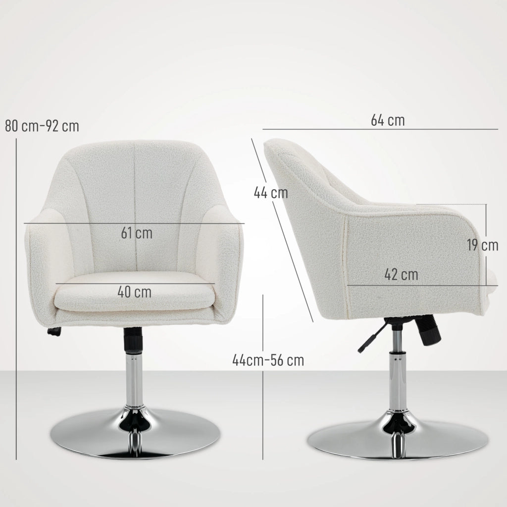 Poltrona girevole reclinabile con poggiapiedi ¨C zephmum ¨C 61x64x80-92 cm, colore bianco