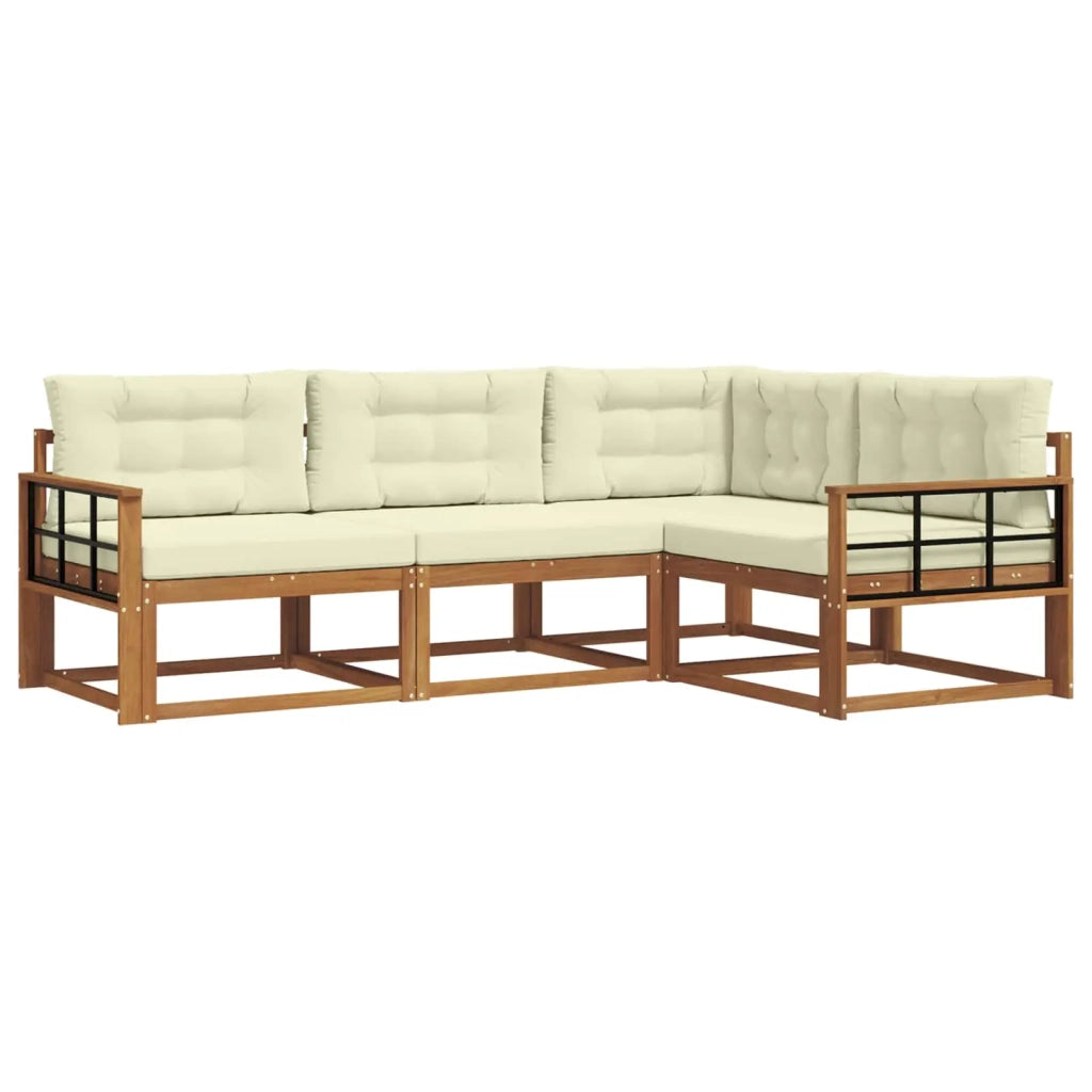 Set di divani da esterno con cuscino 4 pcs Naturale e Crema