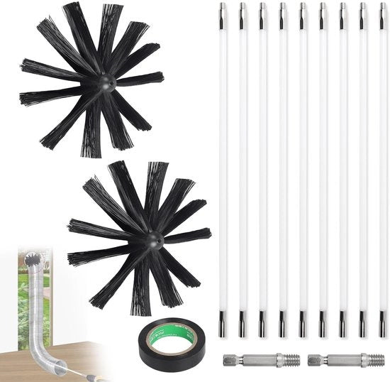 Set di Pulizia Fumaiolo con Maniglie Flessibili e Setole
