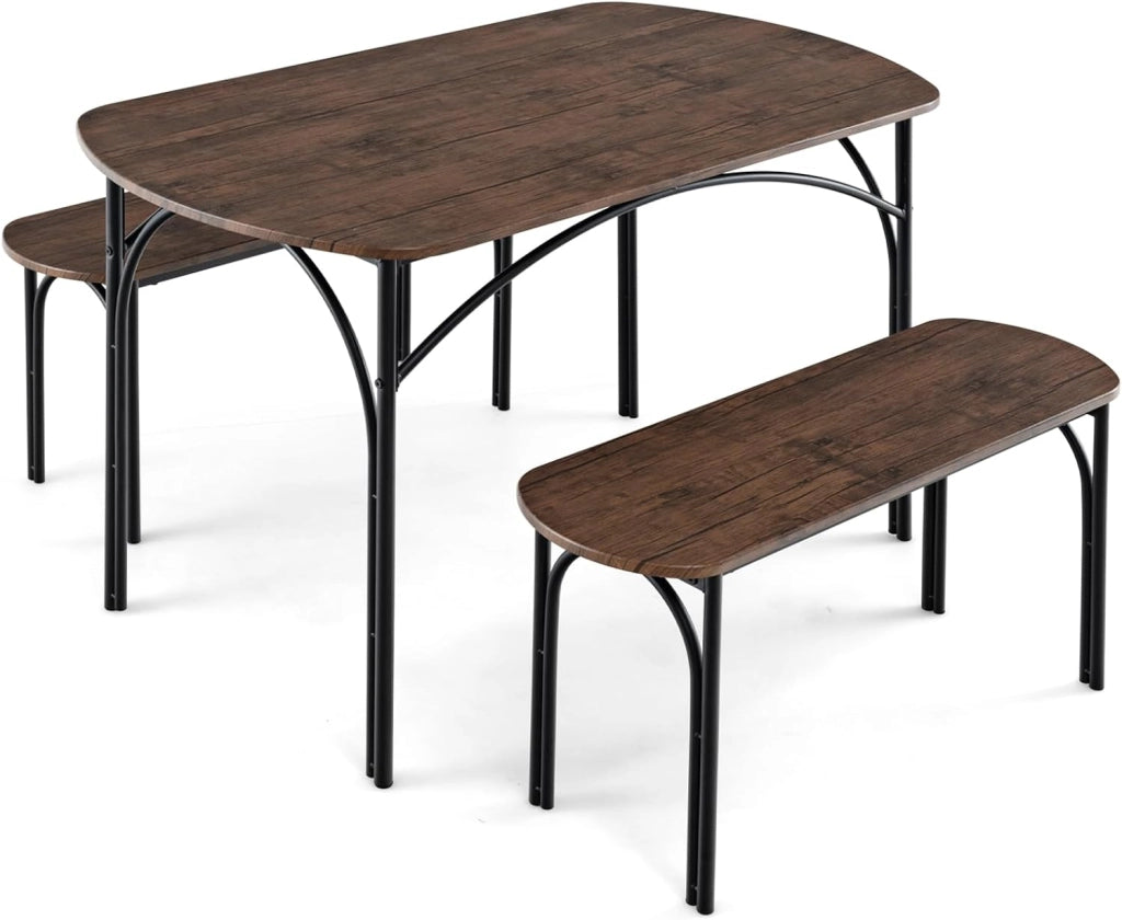 Tavolo da pranzo con 2 panche, tavolo da cucina, set da 3 pezzi, tavolo da pranzo, 70 x 120 x 76 cm, 2 panche da 30 x 90 x 45 cm, sala da pranzo salvaspazio per 4 persone, sala da pranzo