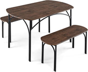 Tavolo da pranzo con 2 panche, tavolo da cucina, set da 3 pezzi, tavolo da pranzo, 70 x 120 x 76 cm, 2 panche da 30 x 90 x 45 cm, sala da pranzo salvaspazio per 4 persone, sala da pranzo